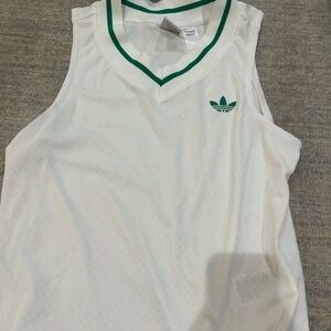 Adidas White Jersey with Green Stripes